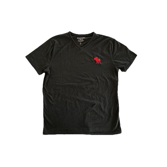 Lot Of 2 Abercrombie Fitch Polo & V Neck T-shirt Moose Mens Size Large Black - Picture 7 of 11